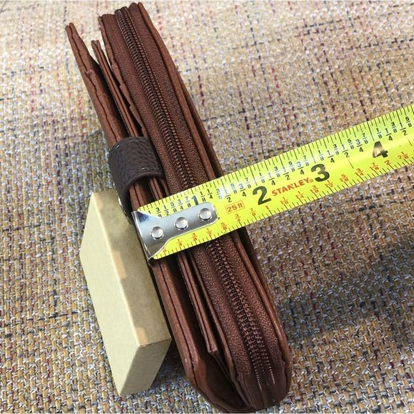 W STONE MOUNTAIN Brown Leather Check Book 20 Card Slips 4 Billfolds Long Wallet - Picture 9 of 17